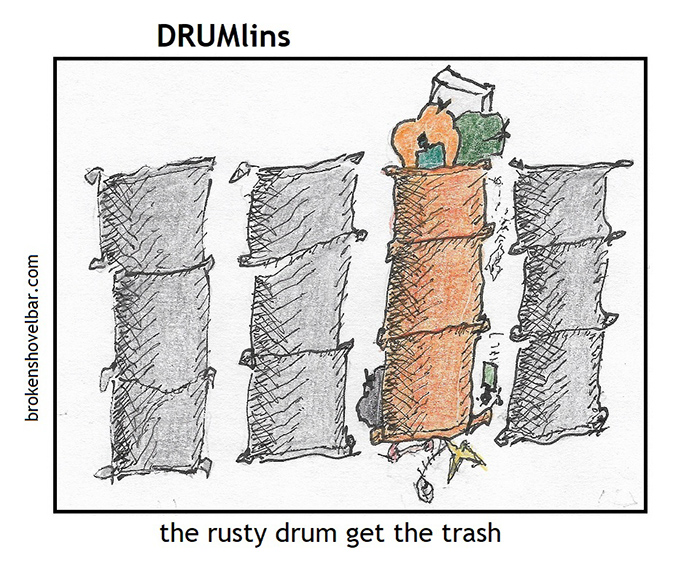 3015. the rusty drum gets the trash